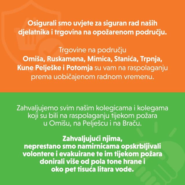 Studenac donirao više od pola tone hrane i gotovo pet tisuća litara vode na požarišta