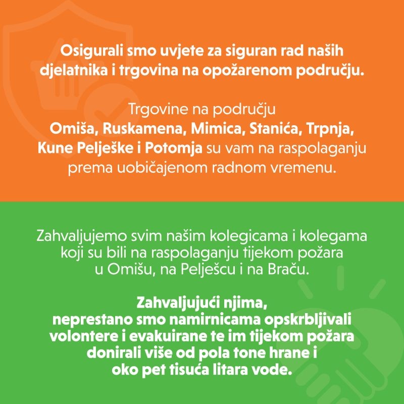 Studenac donirao više od pola tone hrane i gotovo pet tisuća litara vode na požarišta