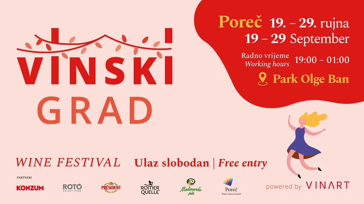 VINSKI GRAD POREČ: od 19. do 29. rujna u Parku Olge Ban