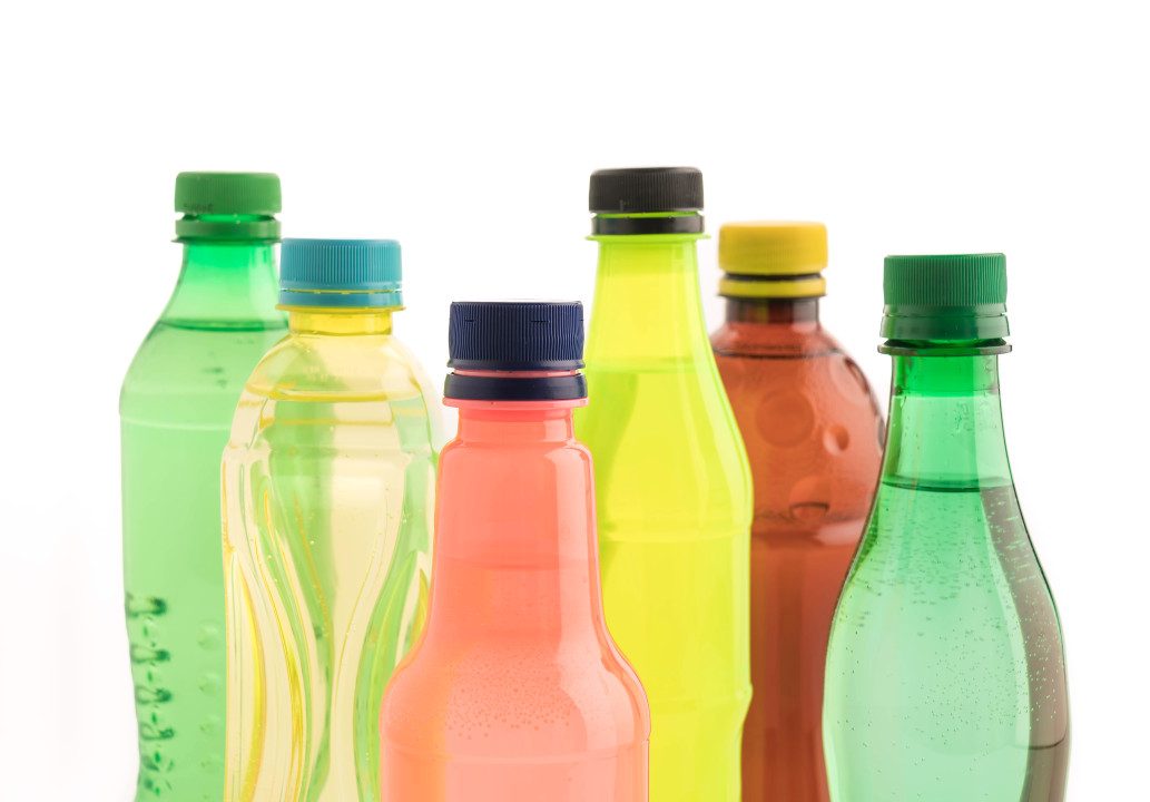 Bottles with soft drink onwhite background
