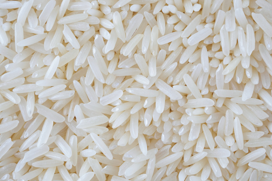 Thailand Jasmine rice grains texture background close up